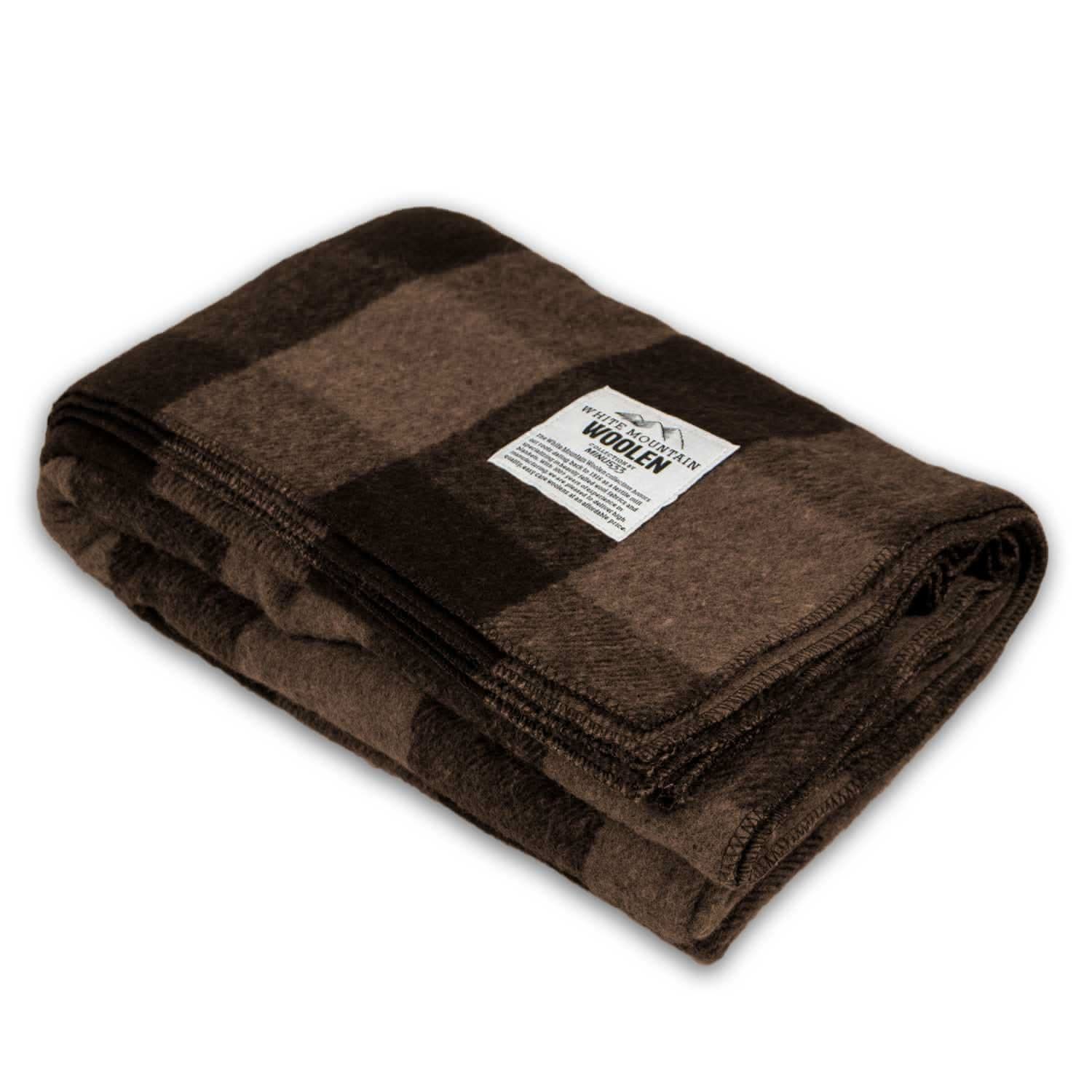 Minus33 Twin Wool Blanket White Mountain Woolen, Color: Brown and Tan Plaid