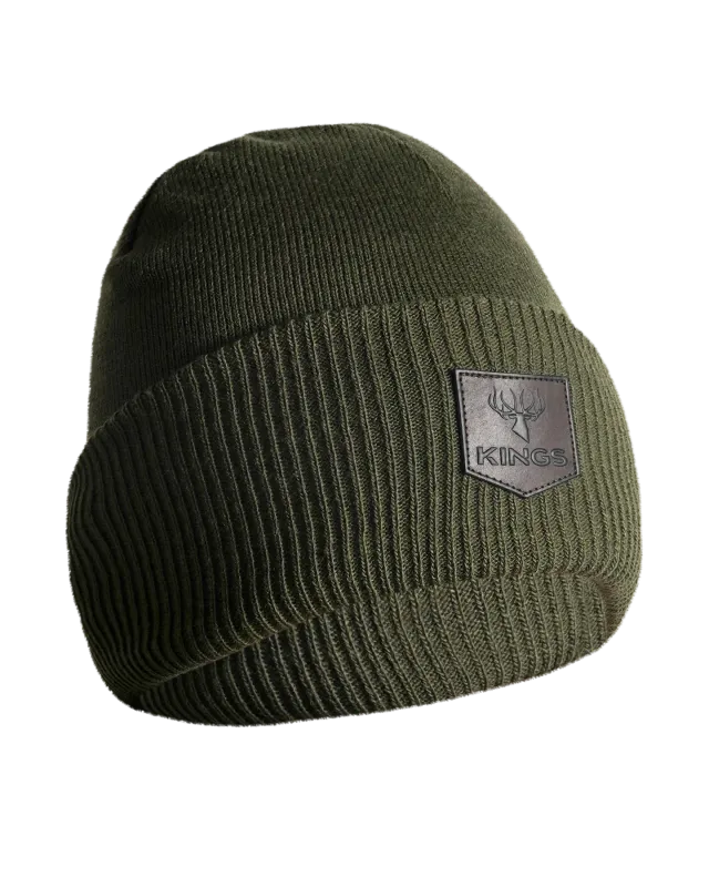 King's Camo Cuffed Basic Beanie Leather Patch