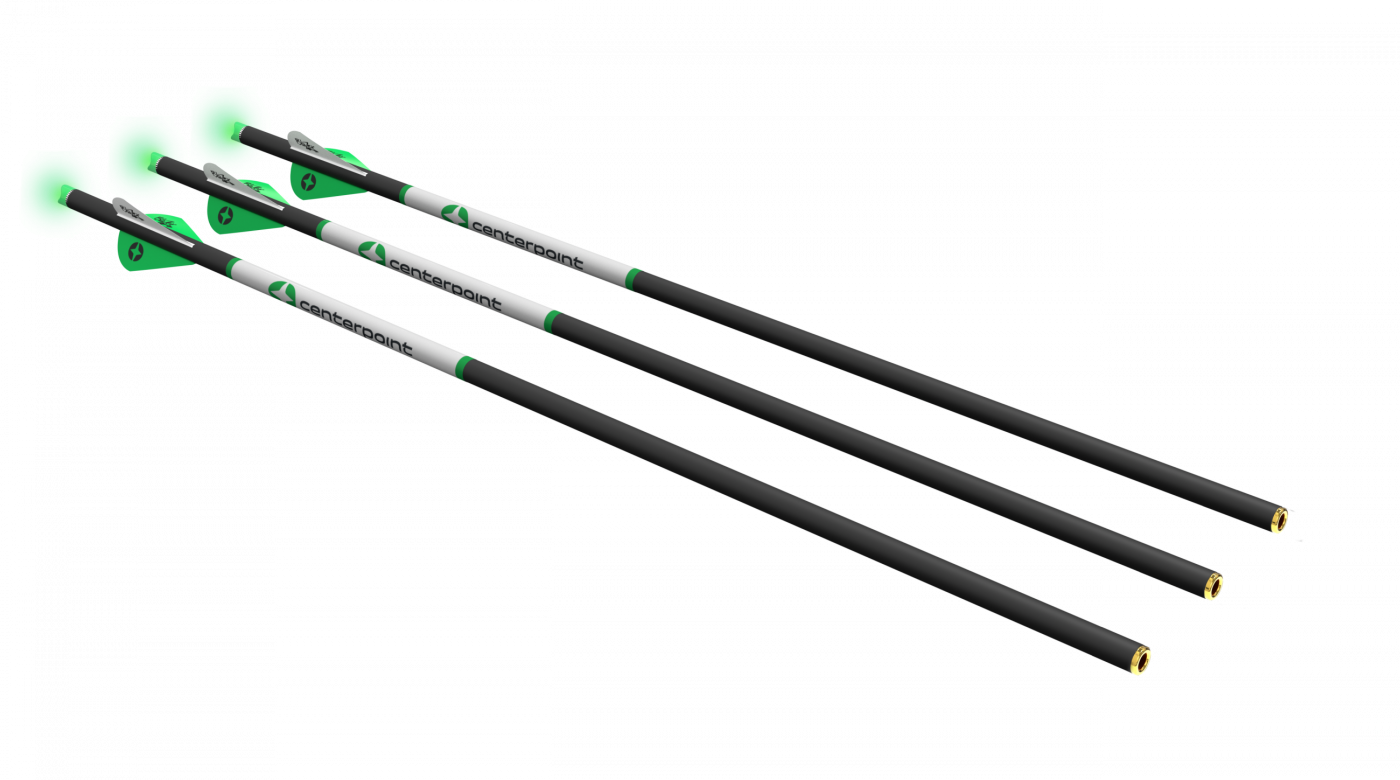 Center Point 20" 400gr Carbon Crossbow Arrows With Lighted Nocks 3pk