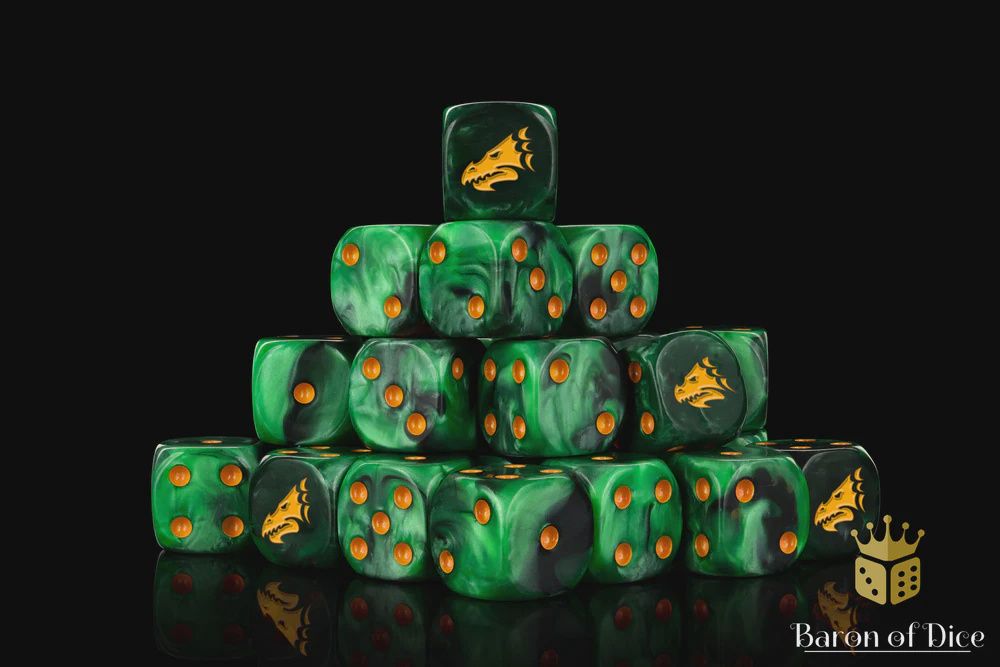 Drake Dice – Green &amp; Gold  (25 Dice)