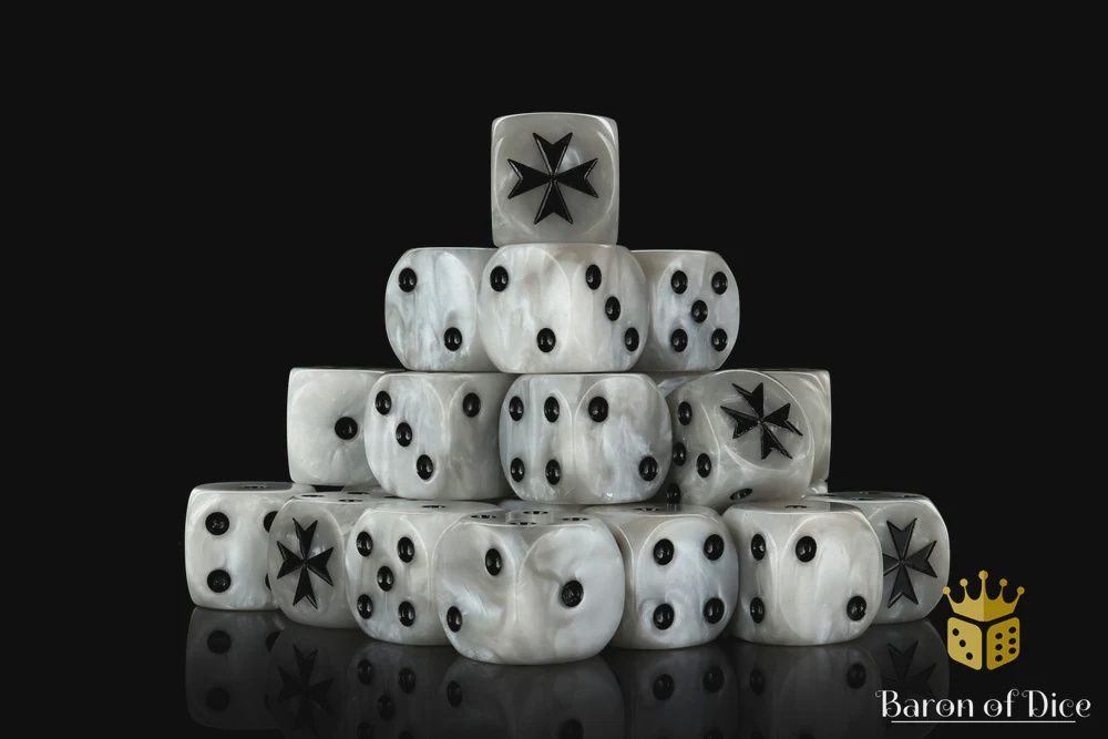 Knight Templar Dice – White  (25 Dice)