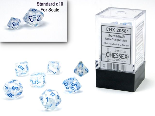Chessex Borealis Mini-hedral Icicle/light blue Luminary 7-Die Set