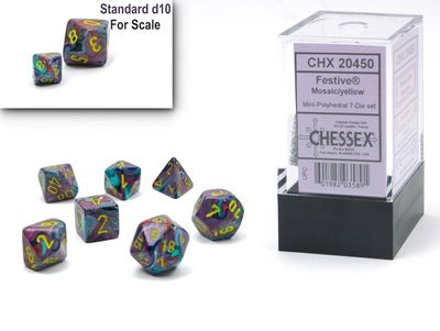 Chessex Festive Mini-hedral Mosaic/yellow 7-Die Set