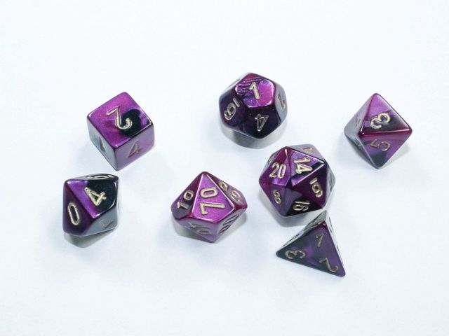 Chessex Gemini Mini-hedral Black-Purple/gold 7-Die Set