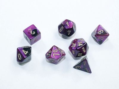 Chessex Gemini Mini-hedral Black-Purple/gold 7-Die Set