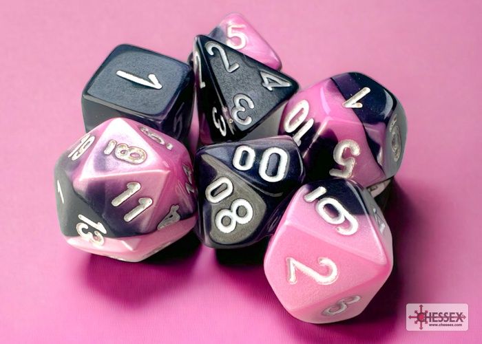 Chessex Gemini Mini-hedral Black-Pink/white 7-Die Set