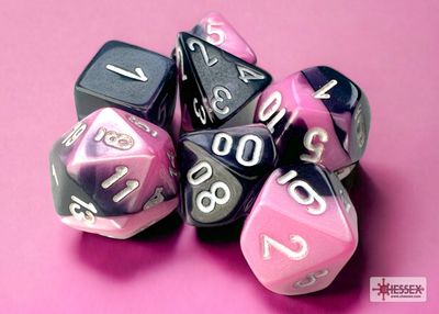 Chessex Gemini Mini-hedral Black-Pink/white 7-Die Set