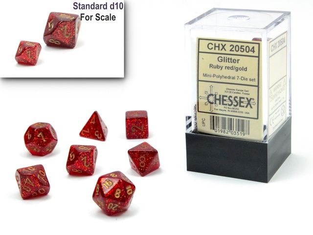 Chessex Glitter Mini-hedral Ruby Red/gold 7-Die Set