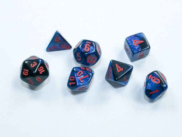 Chessex Gemini Mini-hedral Black-Starlight/red 7-Die Set