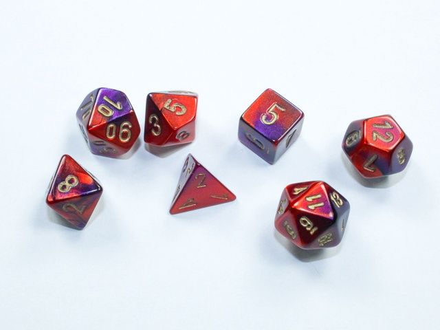 Chessex Gemini Mini-hedral Purple-Red/gold 7-Die Set
