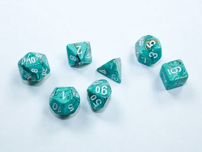 Chessex Marble Mini-hedral Oxi-Copper/white 7-Die Set