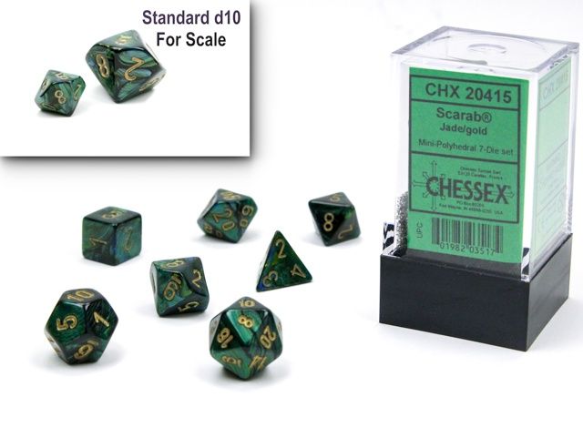 Chessex Scarab Mini-hedral Jade/gold 7-Die Set