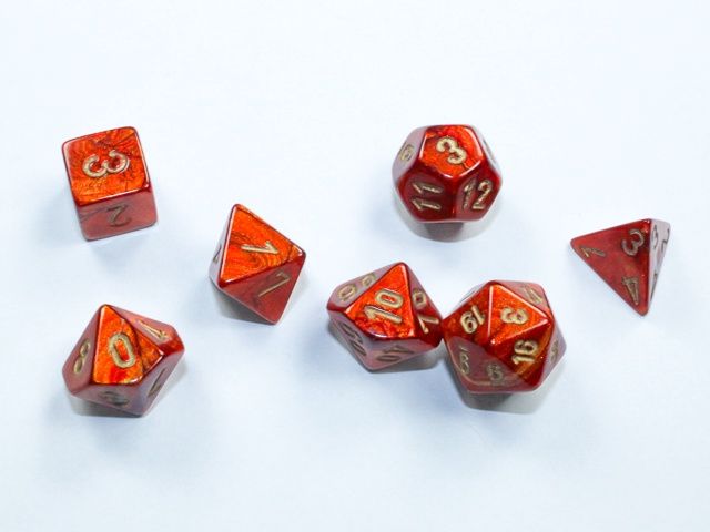 Chessex Scarab Mini-hedral Scarlet/gold 7-Die Set