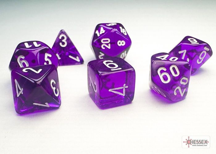 Chessex Translucent Mini-hedral Purple/white 7-Die Set