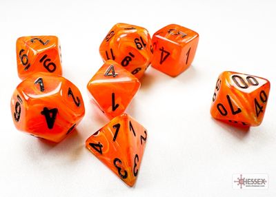 Chessex Vortex Mini-hedral Orange/black 7-Die Set
