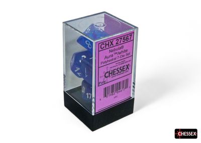 Chessex Nebula Aura/white Luminary, Polyhedral, 7CT