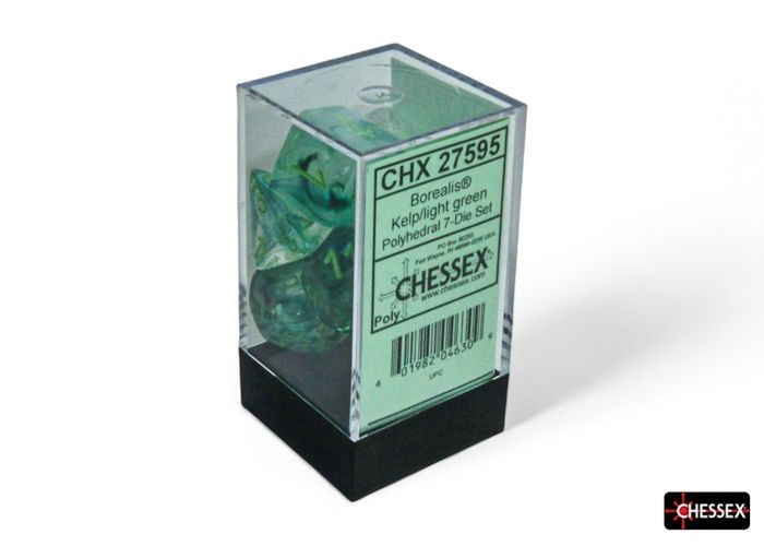 Chessex Borealis Kelp/light green Luminary, Polyhedral, 7CT