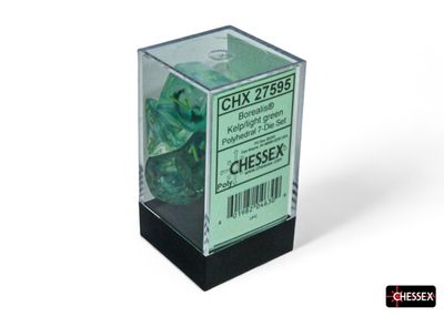 Chessex Borealis Kelp/light green Luminary, Polyhedral, 7CT