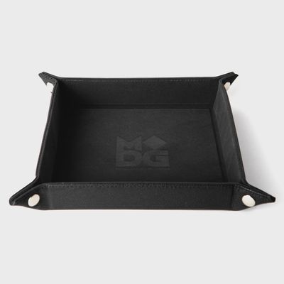 Velvet Folding Dice Tray with Leather Backing: 10in x 10in Black