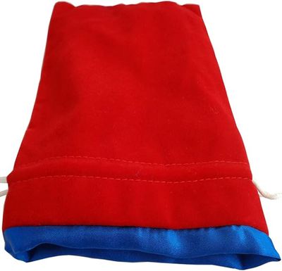 6in x 8in LARGE Red Velvet Dice Bag with Blue Satin Lining