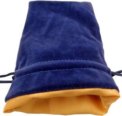 6in x 8in LARGE Blue Velvet Dice Bag with Gold Satin Lining