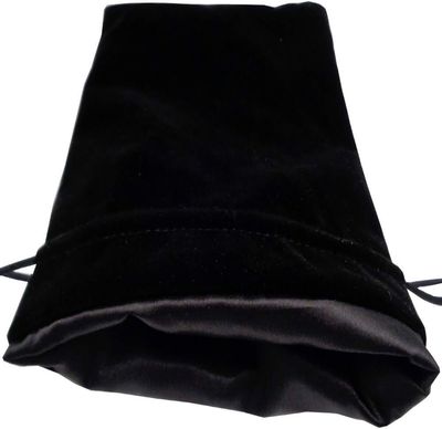 6in x 8in LARGE Black Velvet Dice Bag with Black Satin Lining