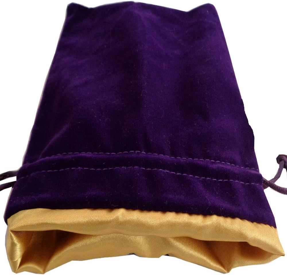 6in x 8in LARGE Purple Velvet Dice Bag with Gold Satin Lining