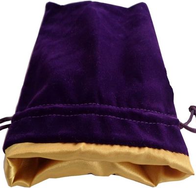 6in x 8in LARGE Purple Velvet Dice Bag with Gold Satin Lining