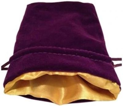 4in x 6in Purple Velvet Dice Bag with Gold Satin Lining