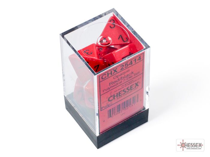 Chessex: Opaque Red/Black, Polyhedral, 7CT
