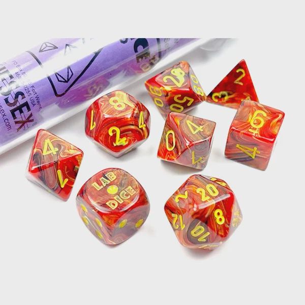 Chessex: Vortex Underworld/yellow Lab Dice, Polyhedral, 7CT
