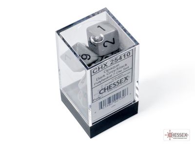 Chessex: Opaque Grey/Black, Polyhedral, 7CT