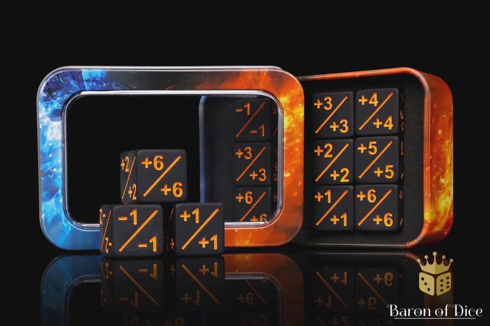 +1/ -1 Counters - Matte Black (10 Dice)