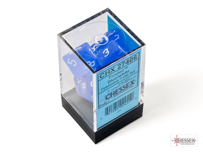 Chessex Frosted Blue/White, Polyhedral, 7CT