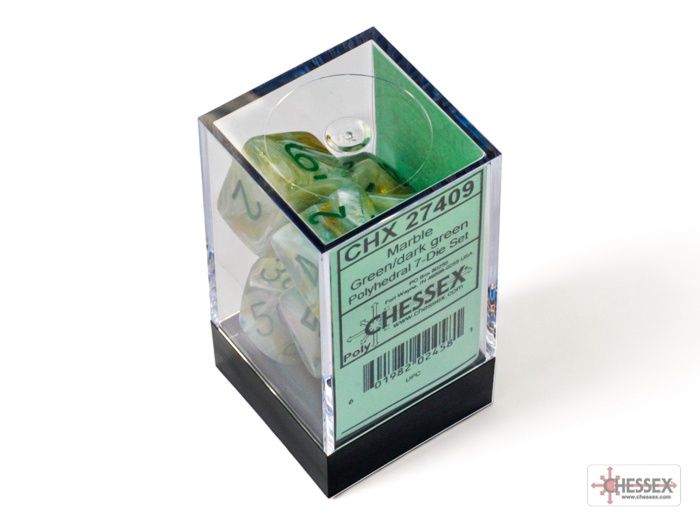 Chessex Marble Green/Dark Green, Polyhedral, 7CT