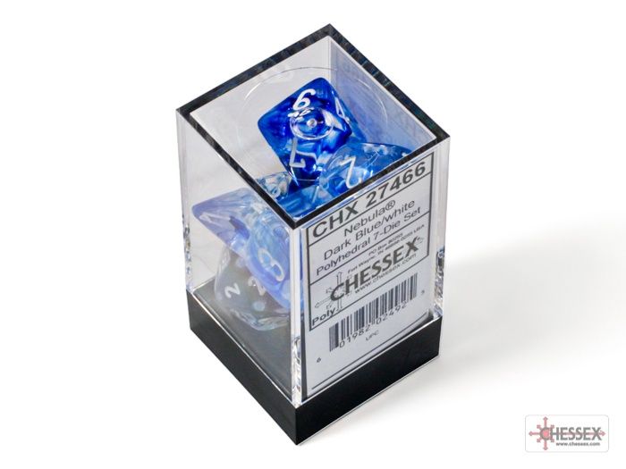 Chessex Nebula Dark Blue/White, Polyhedral, 7CT