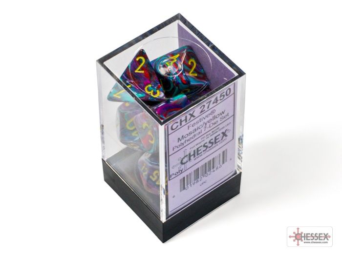 Chessex Festive Mosaic/Yellow, Polyhedral, 7CT
