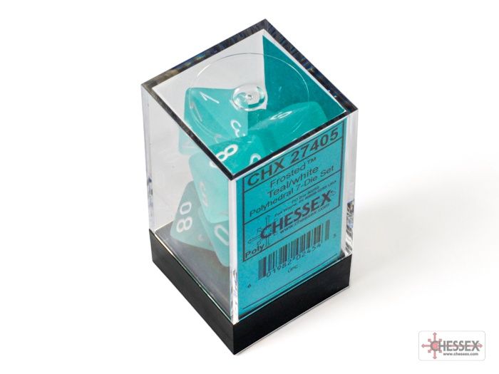 Chessex Frosted Teal/White, Polyhedral, 7CT