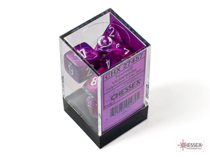 Chessex Festive Violet/White, Polyhedral, 7CT