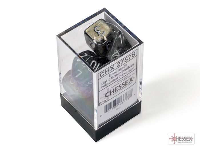 Chessex Borealis Light Smoke/Silver Luminary, Polyhedral, 7CT