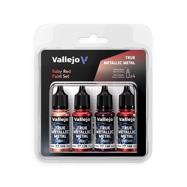 Vallejo True Metallic Metal: Ruby Red True Metallic Metal Paint Set (18ml)