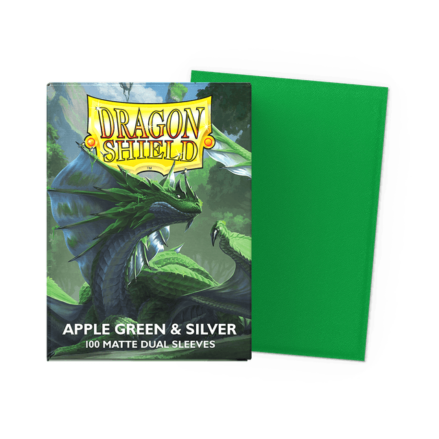 Dragon Shield Sleeves: Dual Matte: Apple Green and Silver (100 ct.)