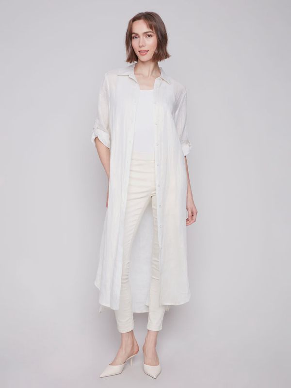 CB Foil Print Linen Blend Tunic Dress