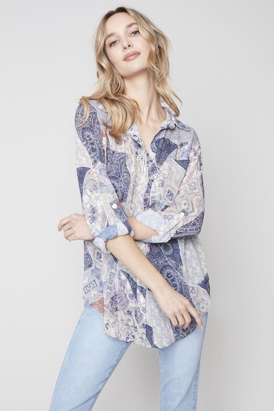 CB Printed Crinkle Georgette Blouse