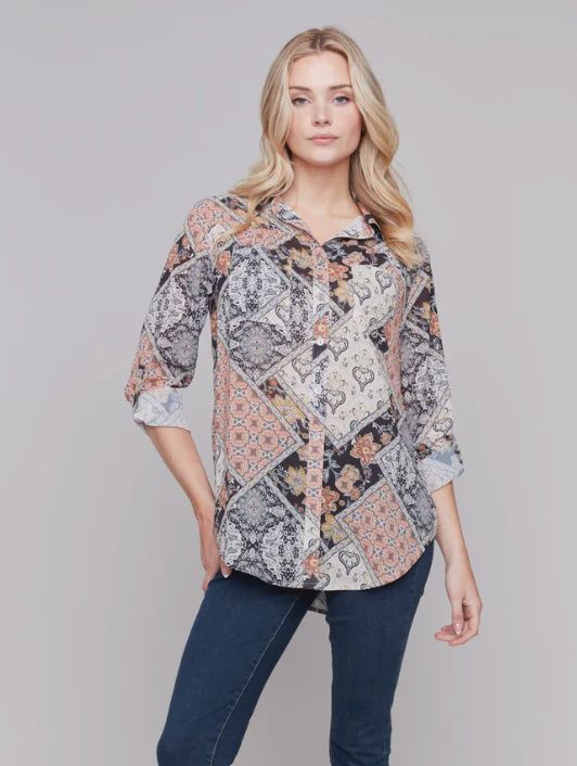 CB Paisley Button Blouse