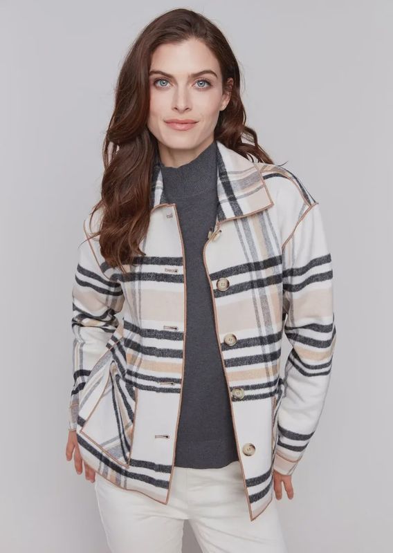 CB Charlie B Plaid Reversible Short Jacket