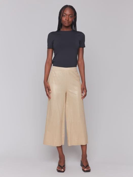 CB Foil Linen Cropped Pull-On Pant