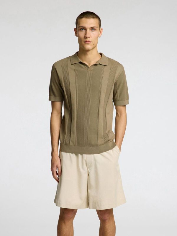 Selected Knit Open Polo G Olive