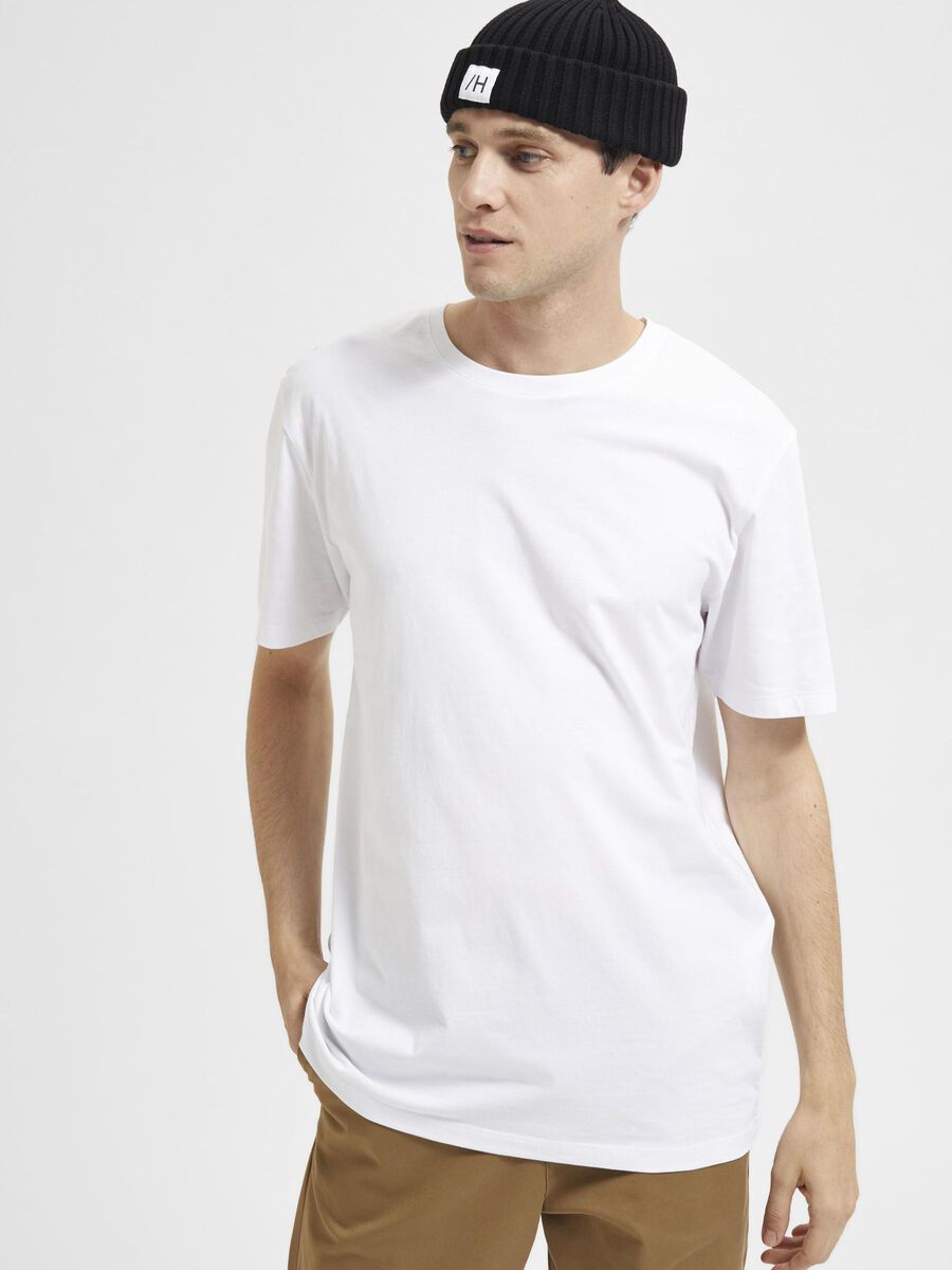 SELECTED CREW NECK TEE, Color: WHT, Size: SM