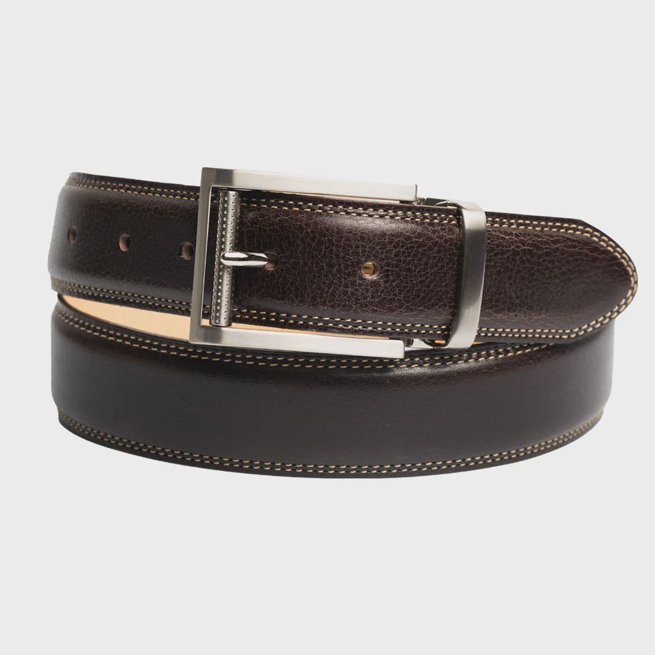 Custom Leather Belt with Contrast Double Stitch 14140
